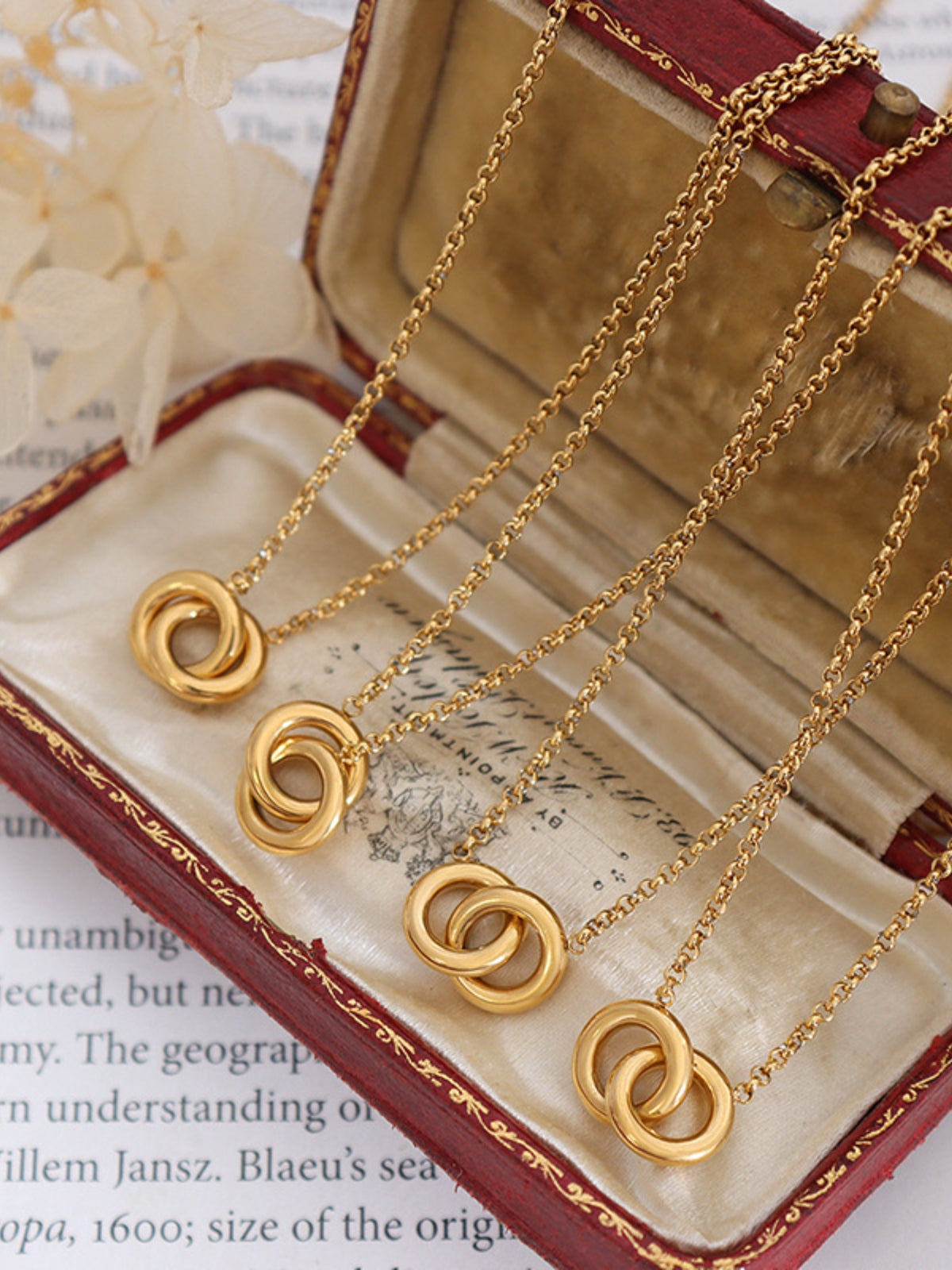 18K Gold-Plated Titanium Steel Hoop Pendant Necklace - felvior