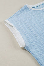 Textured Contrast Edge Top and High Waist Pants Set