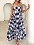 Printed Square Neck Midi Cami Dress - felvior