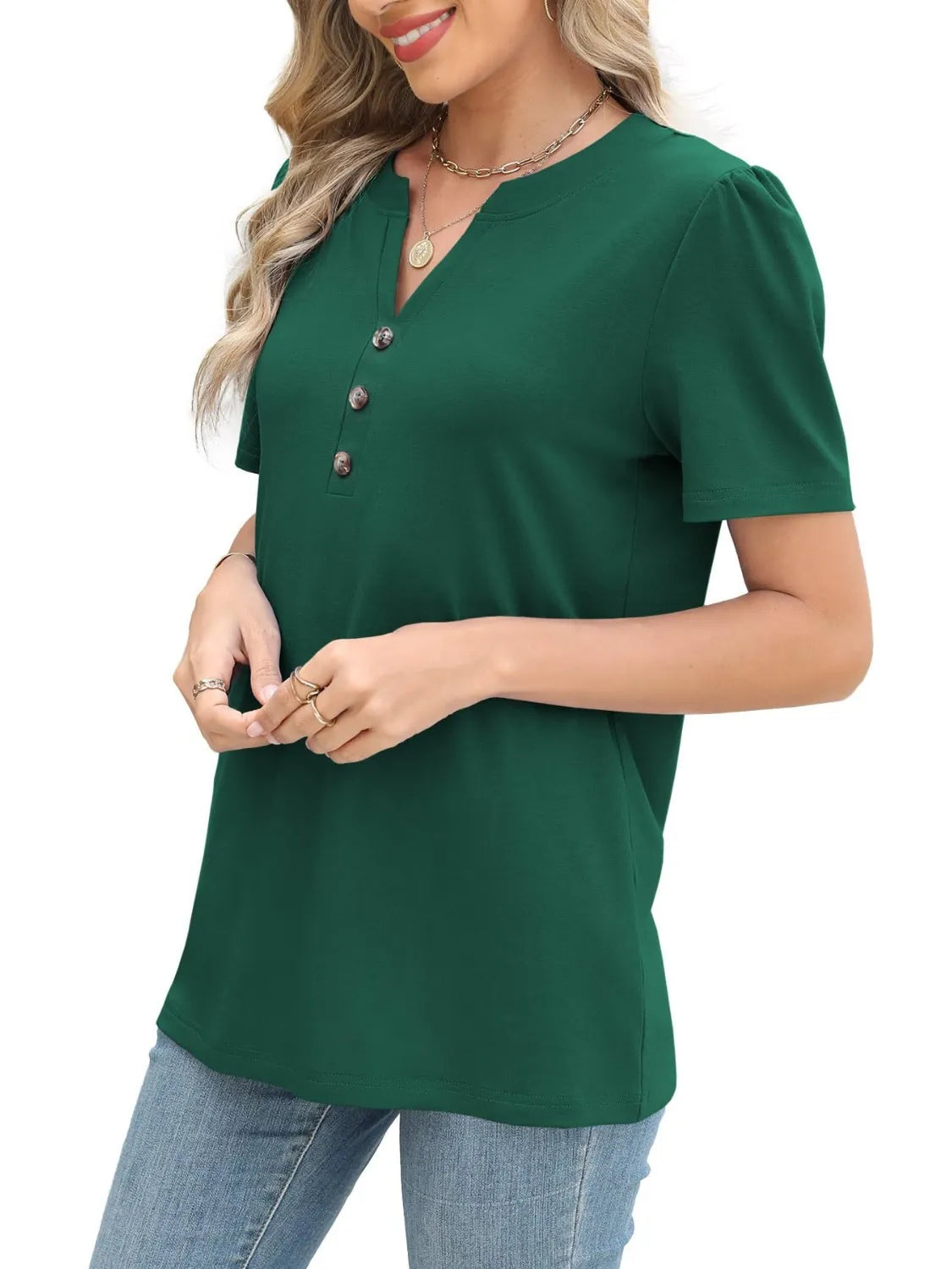 Notched Short Sleeve T-Shirt - felvior
