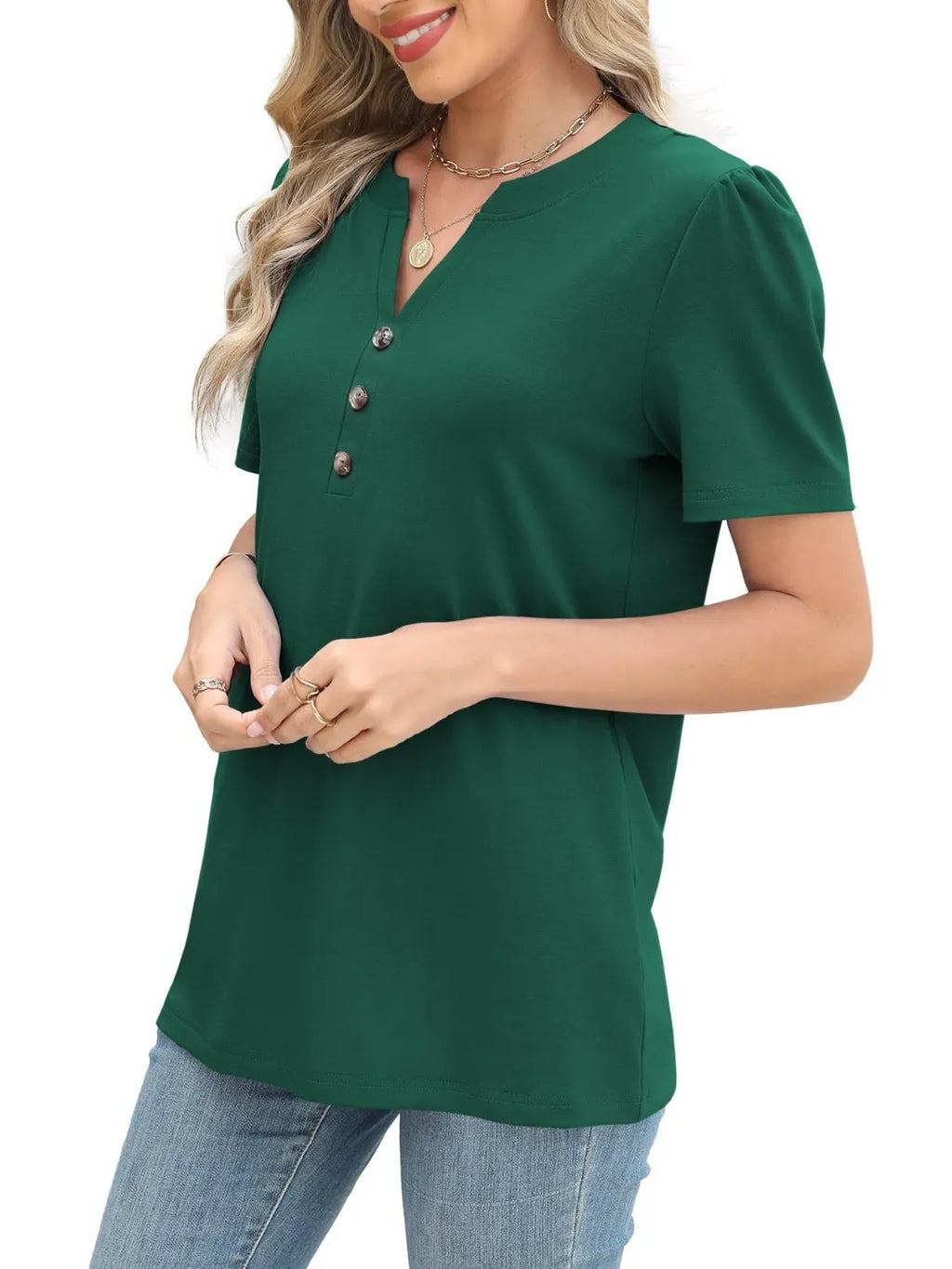 Notched Short Sleeve T-Shirt