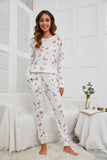 Flamingo Long Sleeve Top and Pants Lounge Set - felvior