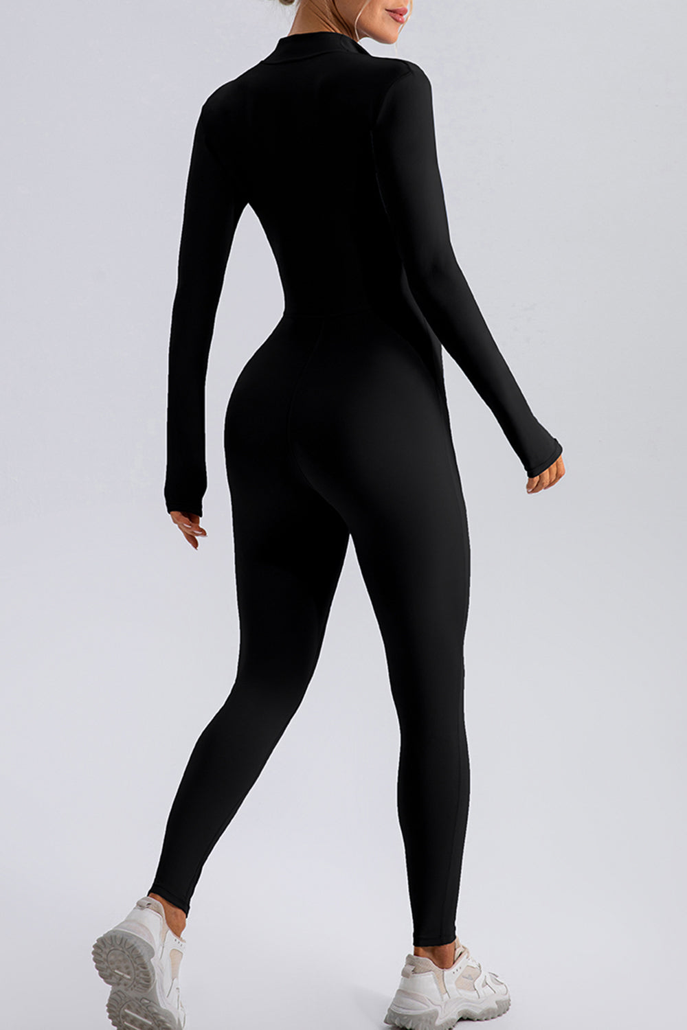Half Zip Mock Neck Active Jumpsuit - felvior