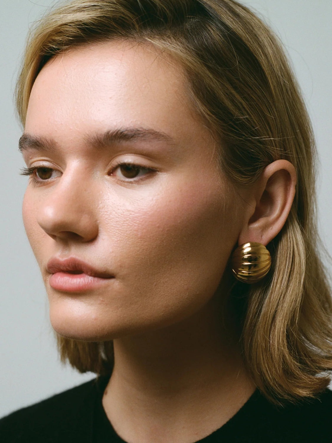 18K Gold-Plated Stainless Steel Ribbed Earrings - felvior