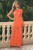 One-Shoulder Ruched Maxi Dress - felvior