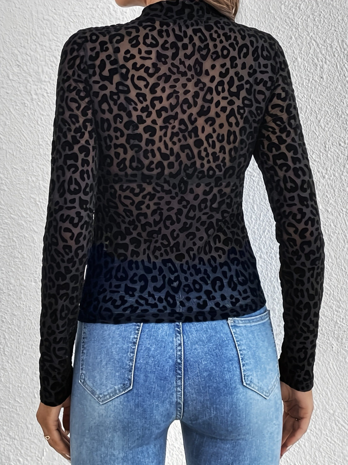 Leopard Mock Neck Long Sleeve Top Secondary image