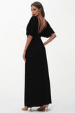 Shiny Strappy Neck Maxi Dress - felvior