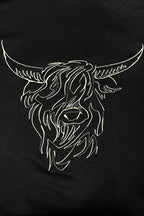 Bull Head Embroidered Round Neck T Shirt