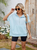 Half Zip Short Sleeve Hooded Top - felvior