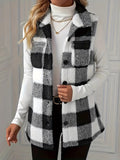 Plaid Button Up Vest Coat - felvior