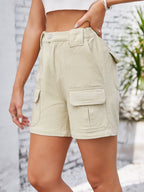 High Waist Washed Denim Shorts