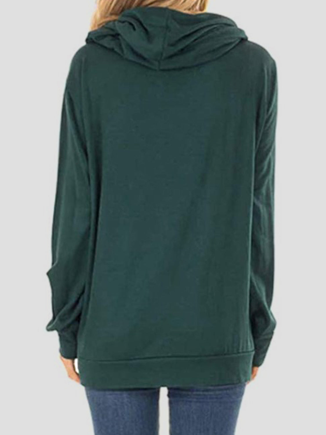 Drawstring Letter Graphic Long Sleeve Hoodie - felvior