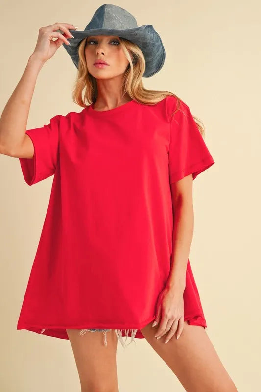Aemi+Co Round Neck Short Sleeve Oversized T-Shirt - felvior