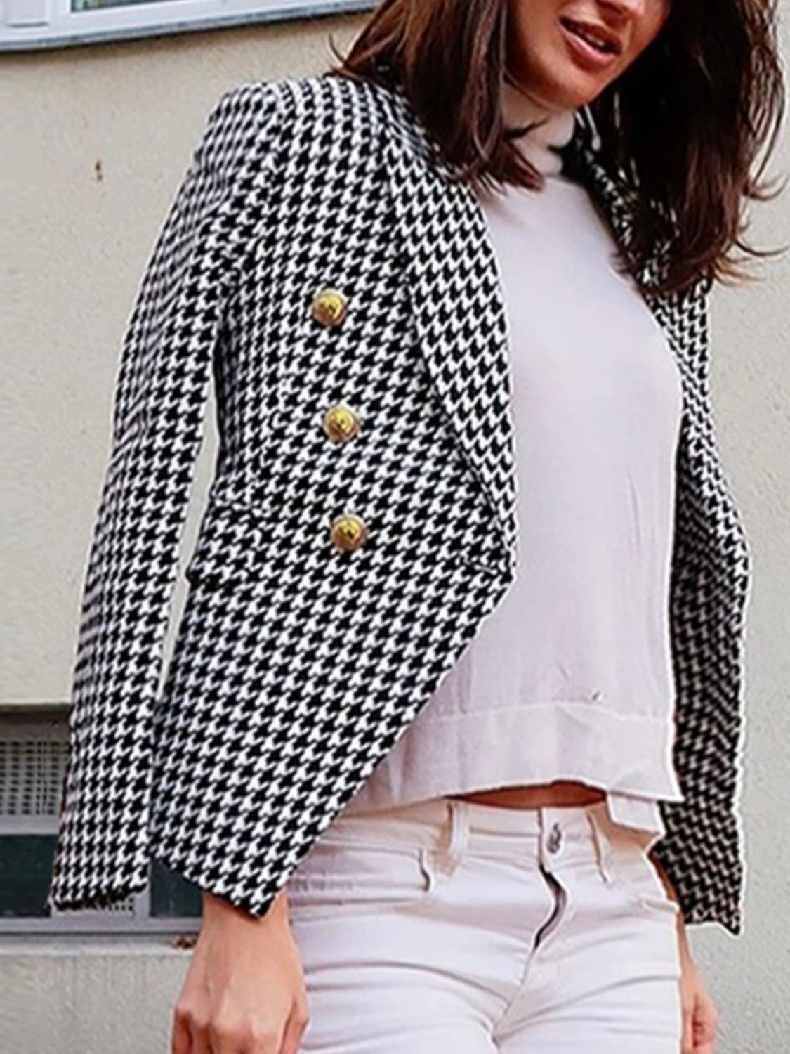 Lapel Collar Long Sleeve Blazer - felvior