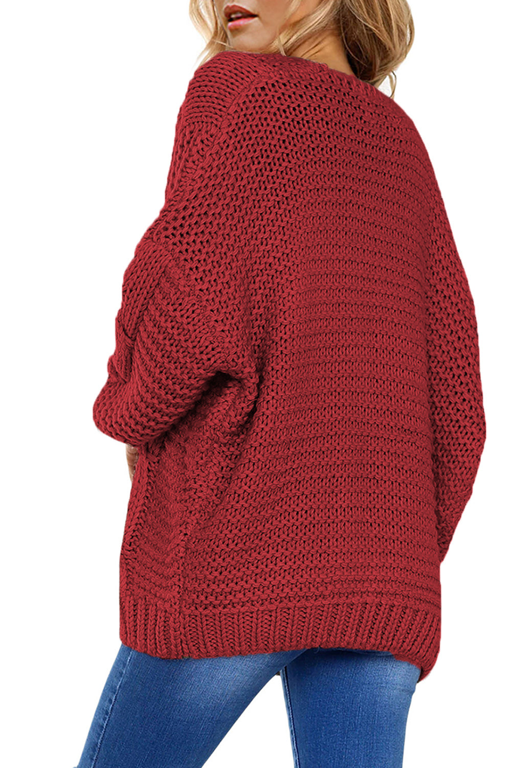 Cable-Knit Open Front Cardigan - felvior