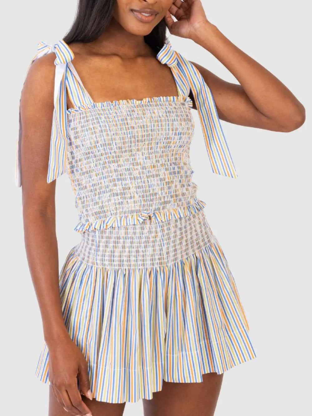 Smocked Tie Shoulder Cami and Shorts Set