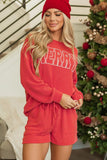 MERRY Round Neck Long Sleeve Top and Shorts Lounge Set - felvior