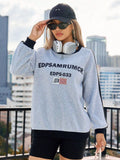 Letter Round Neck Long Sleeve Sweatshirt - felvior