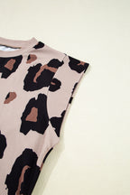 Leopard Round Neck Cap Sleeve T-Shirt