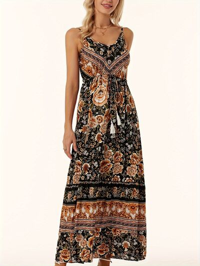 Printed Scoop Neck Midi Cami Dress - felvior