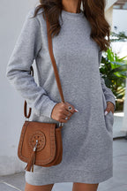 Ivy Lane Round Neck Long Sleeve Mini Dress with Pockets