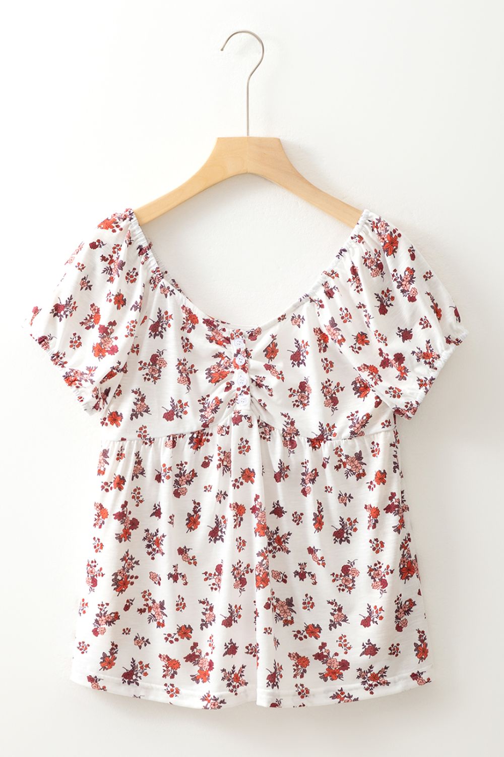 Floral Ruched Cinched Short Sleeve Blouse