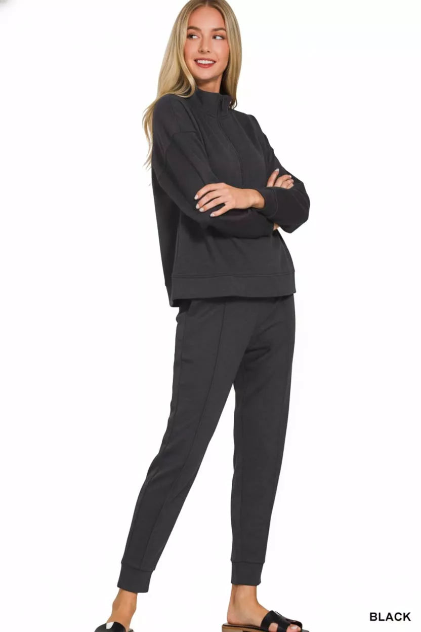 Zenana Scuba Half Zip Pullover and Jogger Set Zweitbild