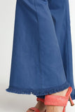 Umgee Full Size Wide Flare Leg Stretch Pants with Frayed Hem Plus Size