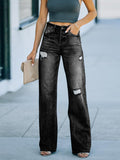 Distressed Straight Leg Jeans - felvior