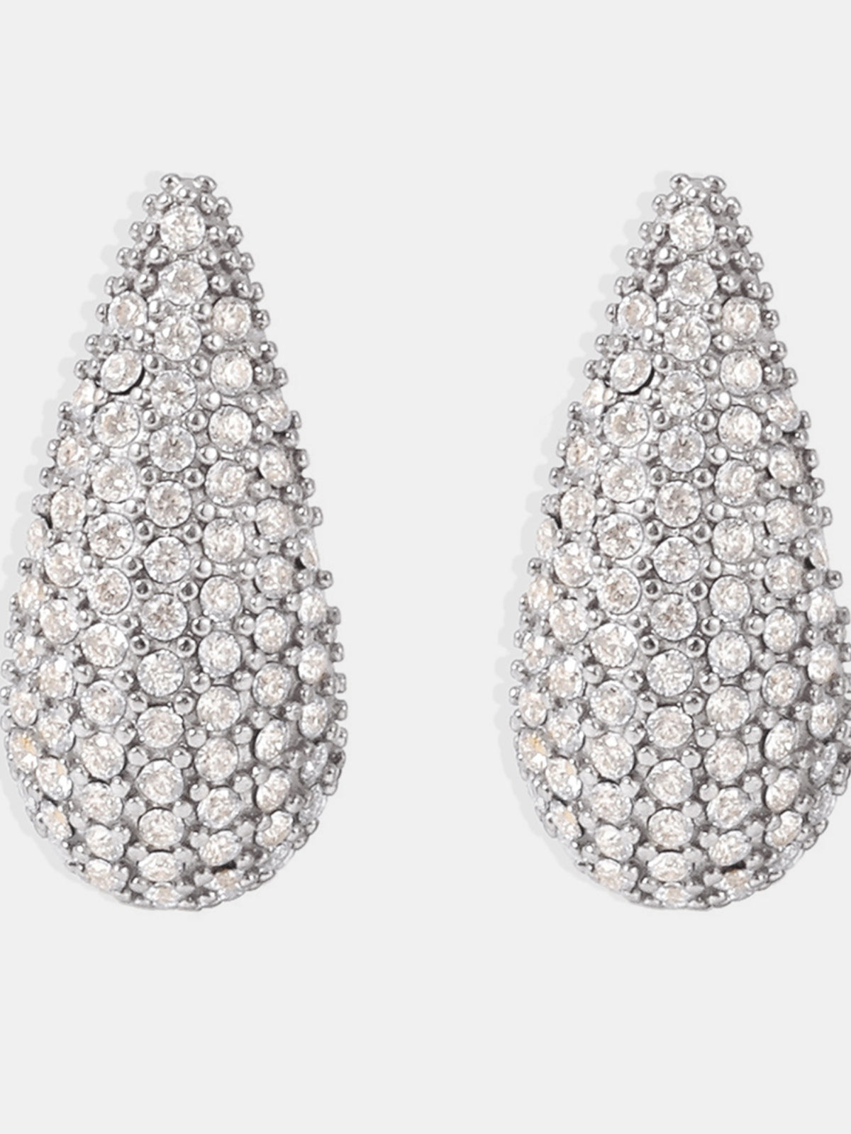 Stainless Steel Inlaid Zircon Teardrop Earrings - felvior