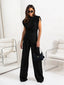 Slit Ruched Top and Wide Leg Pants Set