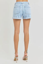 RISEN Full Size High Rise Belted Roll Up Shorts Plus Size