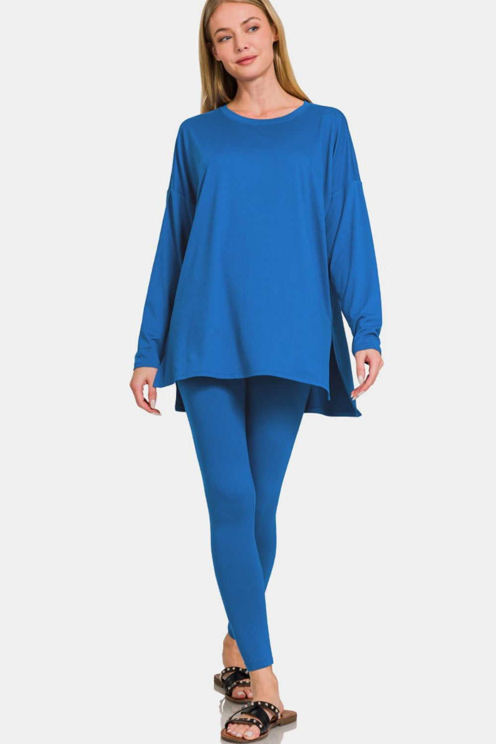 Zenana Full Size Brushed Microfiber Top and Leggings Lounge Set - felvior