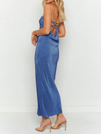 Lace-Up Back Tube Maxi Dress