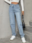 Asymmetrical Waist Straight Leg Jeans