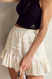 Ruffled Hemline Elastic Waist Mini Skirt - felvior