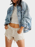 Button Up Long Sleeve Denim Jacket - felvior