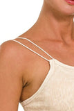 Zenana Washed Ribbed Seamless Double Strap Brami