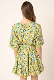 Mittoshop Floral Tie Waist Half Sleeve Mini Dress - felvior