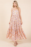 Mittoshop Flower Print Tiered Sleeveless Empire Maxi Dress - felvior