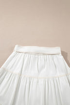 Contrast Stitching Trim Knotted High Waist A-Line Mini Skirt