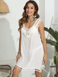 Tassel Scoop Neck Wide Strap Cover-Up - felvior