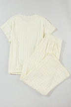 Textured Round Neck Top and Pants Set
