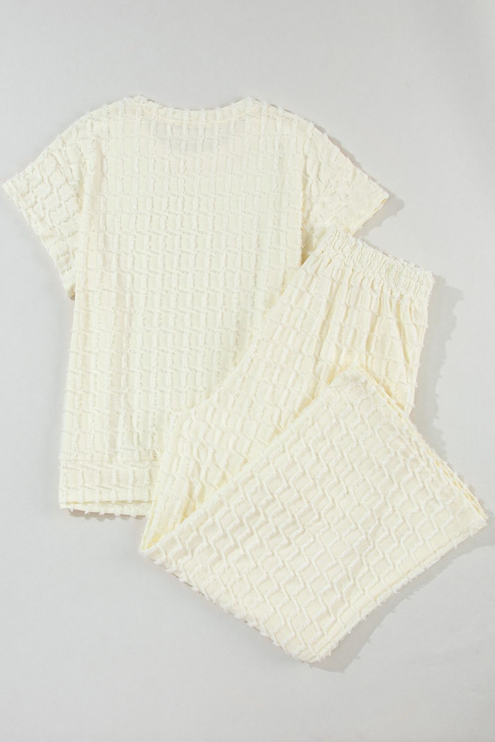 Textured Round Neck Top and Pants Set