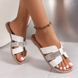 Rhinestone Open Toe Flat Sandals - felvior