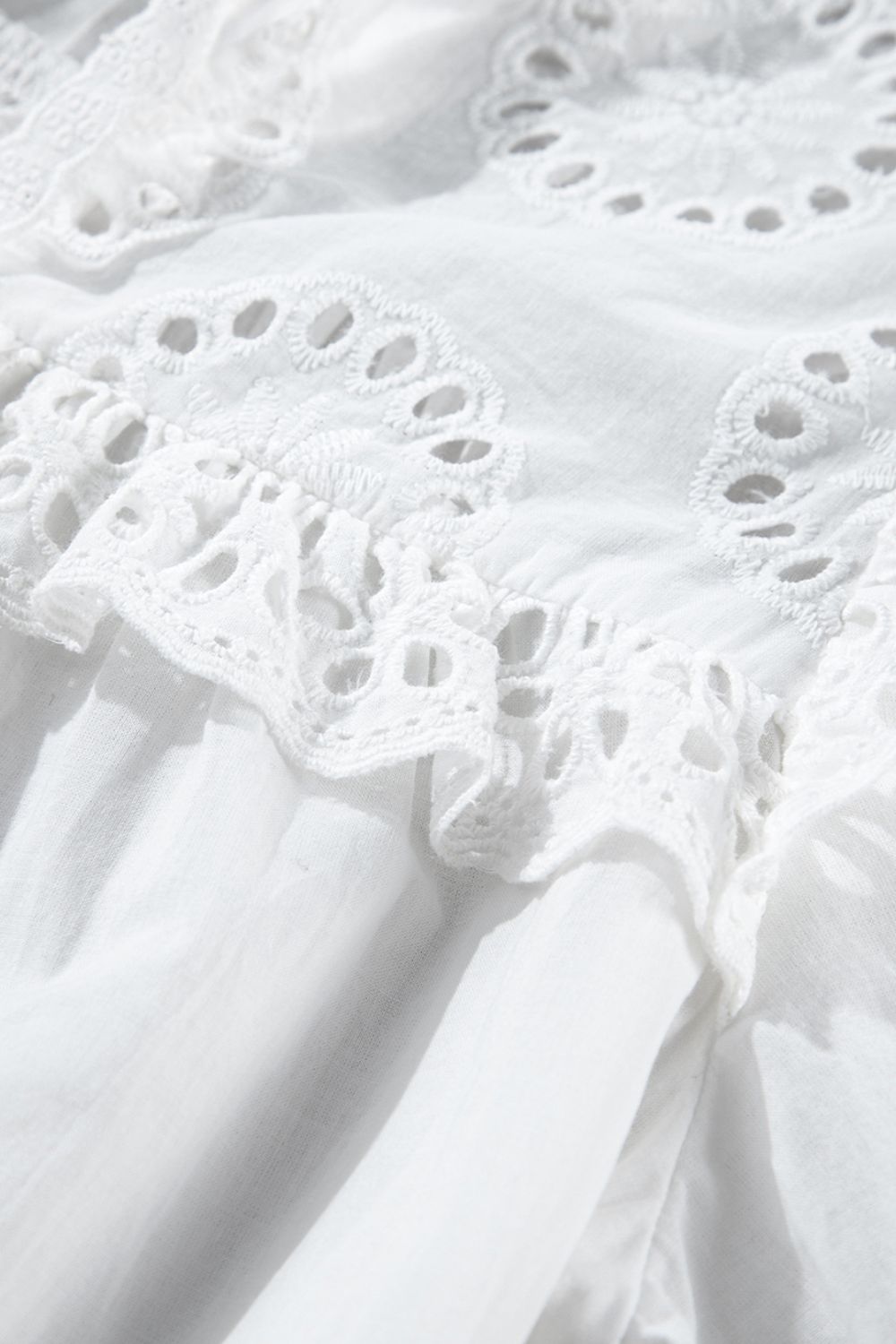 Lace Patchwork Tie Neck Short Sleeve Blouse