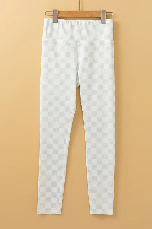 Checkered Elastic Waist Leggings - felvior