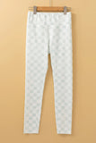 Checkered Elastic Waist Leggings - felvior