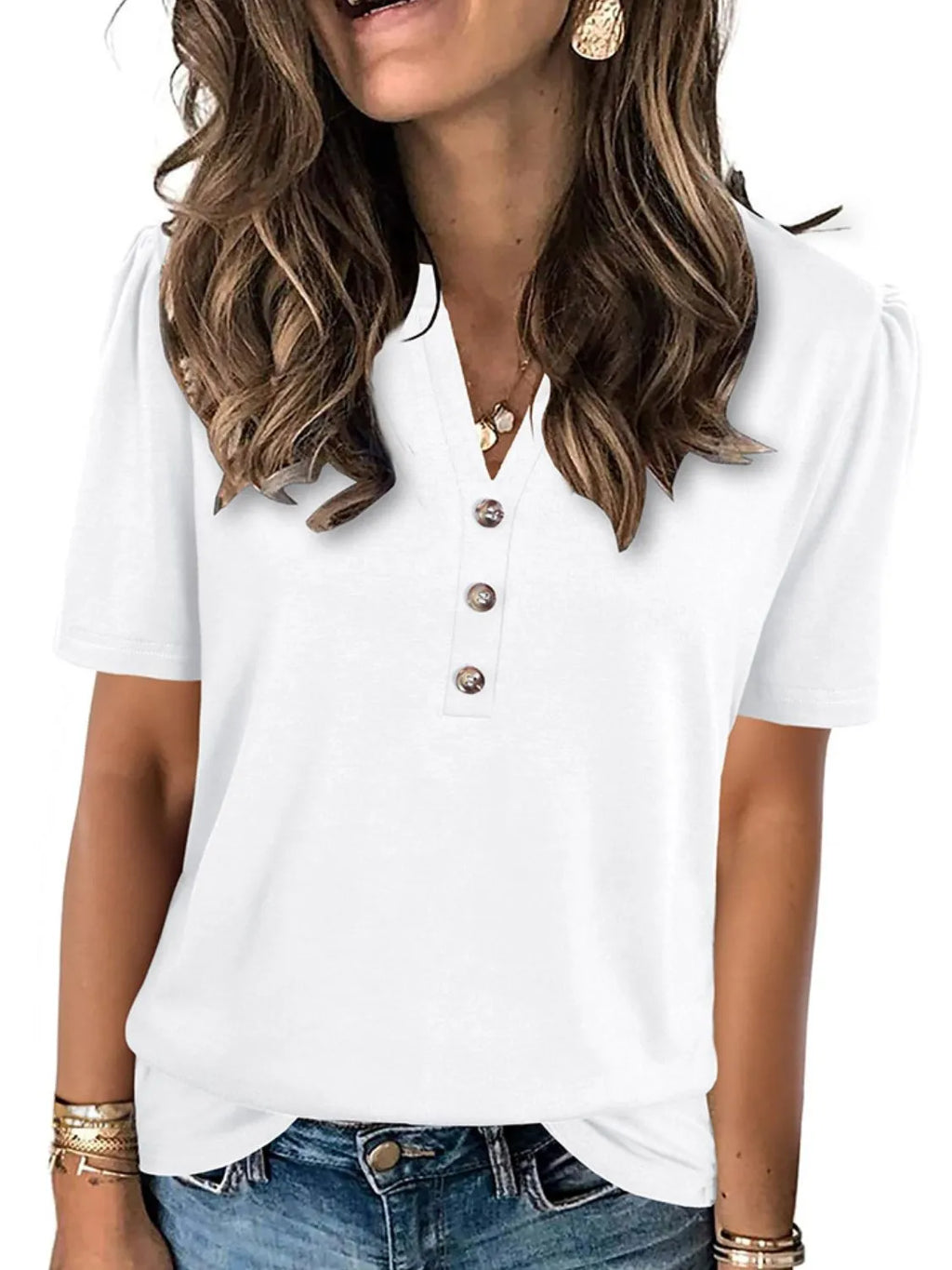 Notched Short Sleeve T-Shirt