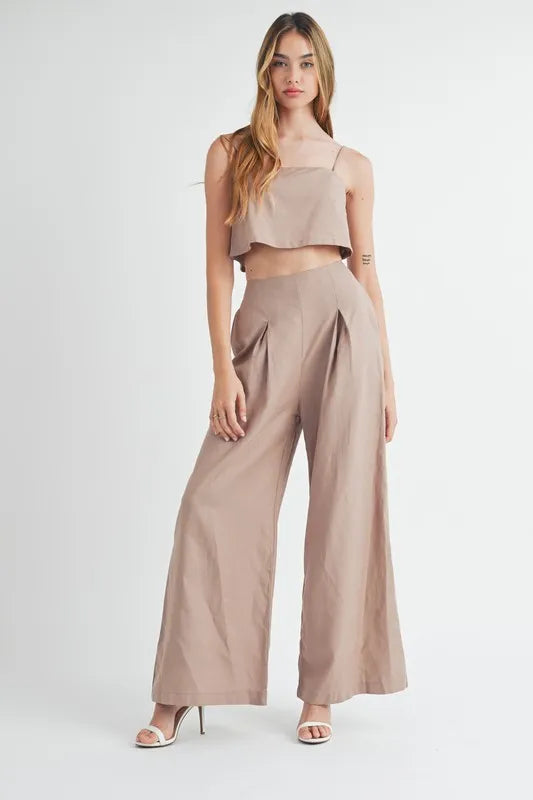MABLE Linen Mix Crop Cami and Wide Leg Pants Set Hauptbild